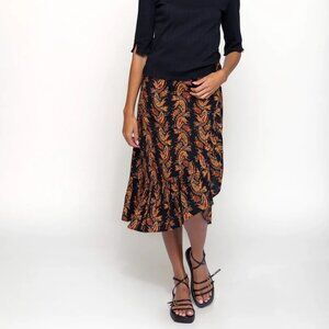 NEW Natural Life Sabrina Ruffle Wrap Skirt, Paisley Stripe M